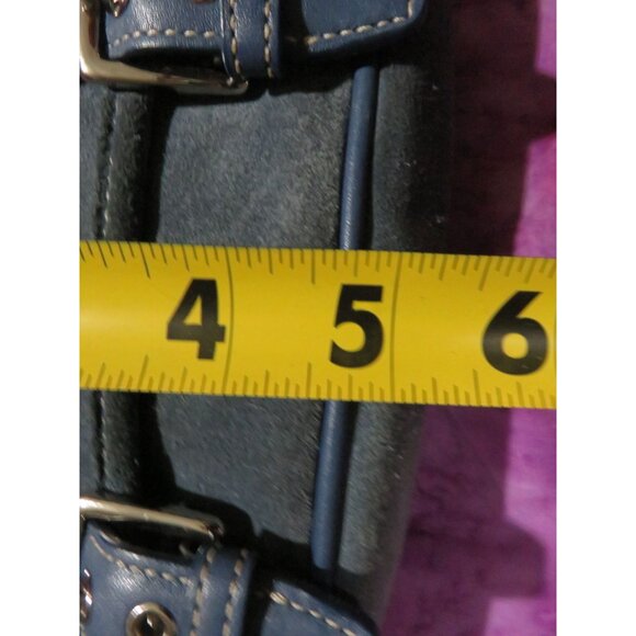 Coach 2004 Blue Suede & Leather Double Buckle Flap Closure Crossbody Bag - Picture 13 of 14